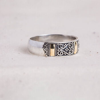 Boho Sterling Silver Gold Ring, 4 of 6