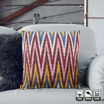 Multicoloured Zig Zag Ikat Cushion Cover, 7 of 10