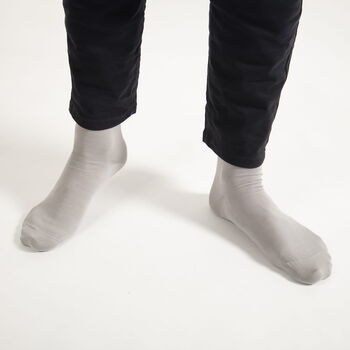 Classic Cloud Grey Luxury Crew And Trainer Men’s Socks, 3 of 5