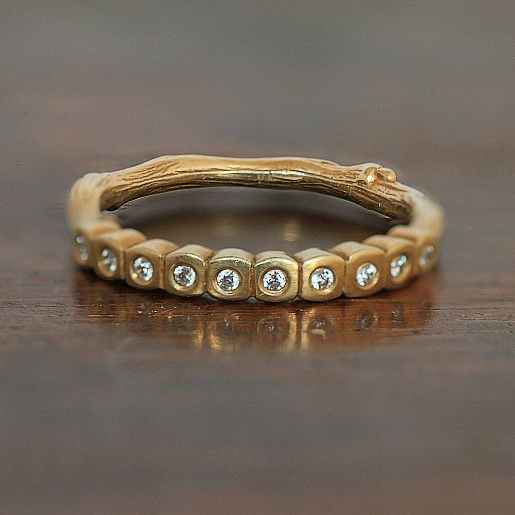Handmade Nature Twig Diamond Ring, 1 of 5
