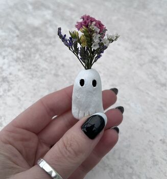 Mini Ghost Vase With Dried Flowers Mothers Day Gift, 3 of 7