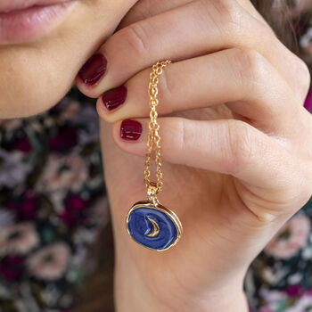 Organic Circle Blue Moon Necklace, 4 of 9