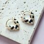 Leopard Print Heart Hoop Earrings, thumbnail 2 of 4
