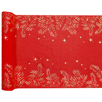 Red Glittering Christmas Table Runner 27cm X Two.5m, 3 of 4