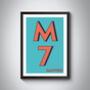 M7 Manchester Typography Postcode Print, thumbnail 2 of 10