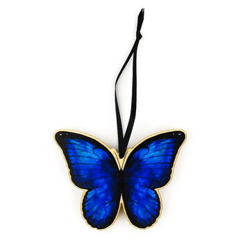 Blue Morpho Butterfly Wooden Hanging Decoration, 4 of 5