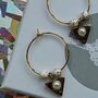Gold Plated Triangle Charm Hoop Earrings, thumbnail 2 of 4