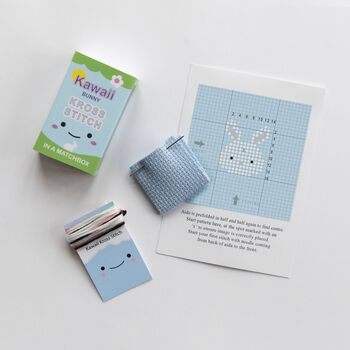 Kawaii Bunny Rabbit Mini Cross Stitch Kit, 3 of 10