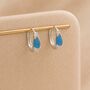 Sterling Silver Turquoise Huggie Hoop Earrings – 10mm, thumbnail 3 of 6