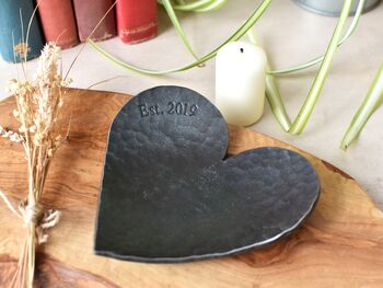 Personalised Large Iron Heart Dish 6th Anniversary Gift, 7 of 9