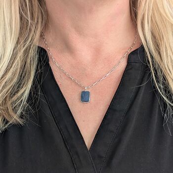 The Rectangle Lapis Lazuli Necklace, Silver, 6 of 8