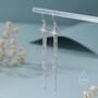 Sterling Silver Starburst Dangle Drop Hook Earrings With Sparkle Tassels, thumbnail 1 of 10