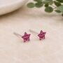 Sterling Silver Pink Crystal Star Stud Earrings, thumbnail 1 of 10