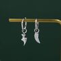 Mismatched Angel And Demon Wing Huggie Hoop Earrings In Sterling Silver, thumbnail 5 of 11