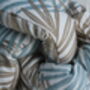 Handmade Blue Leaf Embroidered Knot Cushion, thumbnail 3 of 5