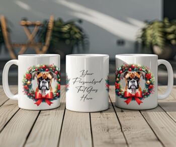 Personalised Boxer Christmas Wreath Dog Mug, 2 of 2
