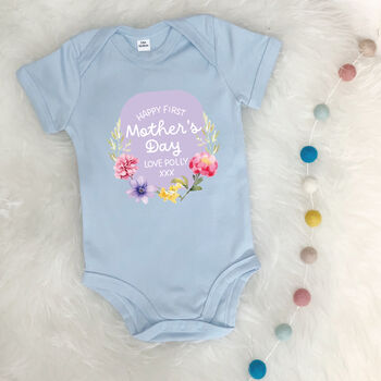 Happy First Mother's Day Floral Lilac Babygrow, 3 of 5