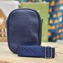 Double Zip Cross Body Bag In Navy Blue, thumbnail 1 of 3