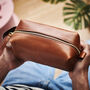 Personalised Leather Wash Bag With Tropical Lining, thumbnail 3 of 12