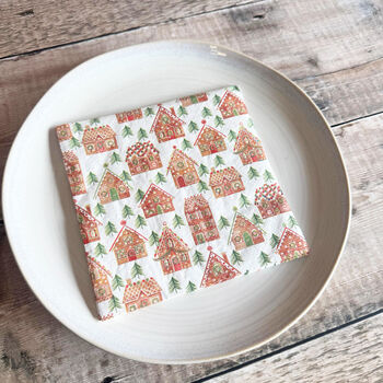 Gingerbread House Napkins Festive Red And Green 20 Pack, 3 of 3