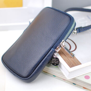 Personalised Leather Crossbody Phone Pouch, 5 of 10