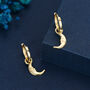 Sterling Silver Crescent Moon Face Hoop Earrings, thumbnail 7 of 12