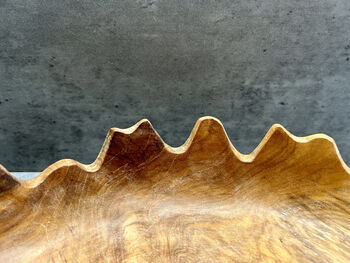 28cm Driftwood Teak Root Fruit And Nut Bowl – Wavy Edge, 7 of 12