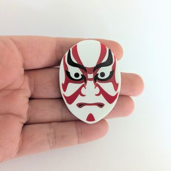 Traditional Japanese Mask Brooch Kabuki Mask Acrylic, 5 of 6