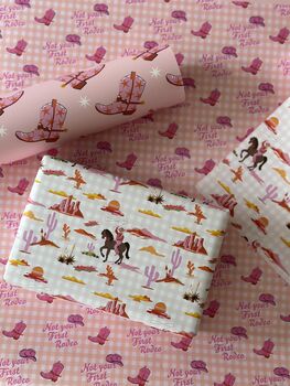 Wild West Pink Cowgirl Collection Wrapping Paper, 9 of 11