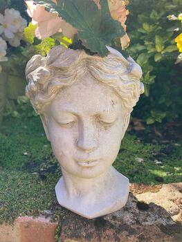 Ladies Head Planter 21cm Stone Effect Bust Flowerpot, 5 of 9