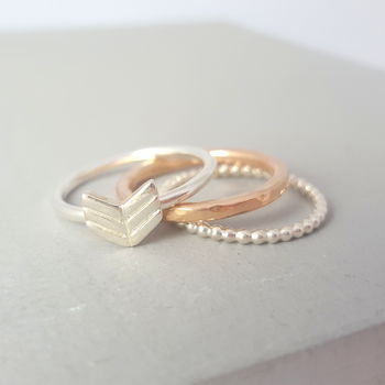 Silver And Rose Arrow Ring Stack, 2 of 5
