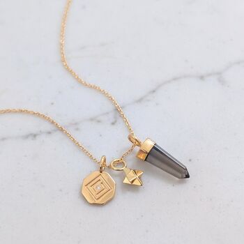The Trio Star Point Smokey Quartz Necklace, 3 of 7