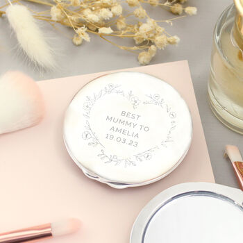 Personalised Floral Heart Compact Mirror, 4 of 7