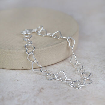Sterling Silver Geo Heart Chain Bracelet, 2 of 6