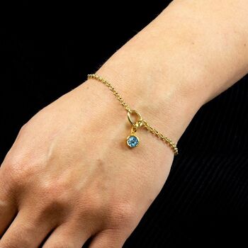 Personalised Gold Plated Sterling Silver March Birthstone Aquamarine Pendant Necklace, 4 of 9