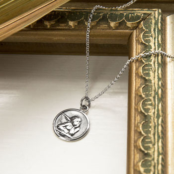 Engravable Sterling Silver Cherub Necklace, 2 of 6