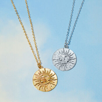 Sun Face Pendant Necklace, 2 of 7
