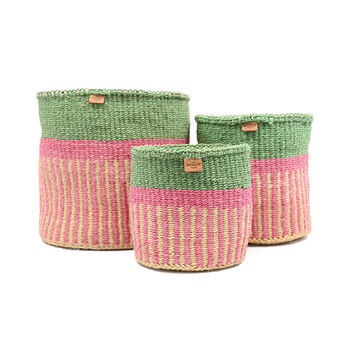 Hoja: Pastel Stripe Woven Storage Basket, 9 of 9