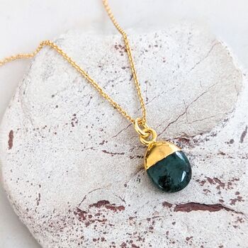 May Birthstone Necklace, Emerald, Gold Plated, 2 of 6