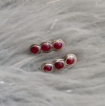 Red Ruby Silver Stud Earrings Set, 7 of 7