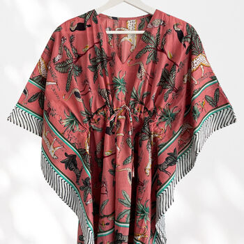 Leopard Jungle Print 100% Cotton Beach Kaftan, 6 of 7