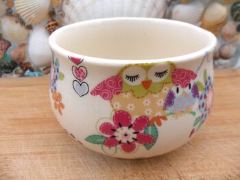 Open Sugar Bowls In Patchwork Owls Design, 5 of 12