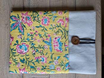 Handmade Book E Reader Tablet Sleeve, Nepali Cotton Yellow, 9 of 9