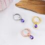 Amethyst Purple Cz Droplet Hoop Earrings, thumbnail 6 of 12