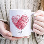 Personalised Valentine’s Day Heart Fingerprint Mug With Initials, thumbnail 3 of 8