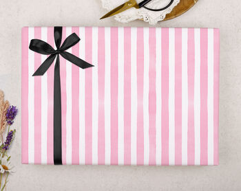 Valentine Wrapping Paper With Pink Stripe Pattern, Three Sheet Pack, 3 of 3