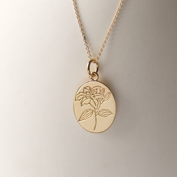 Lily Engraved Flower Personalised Pendant, 2 of 12