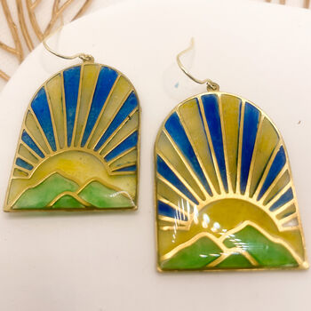 Large Statement Sunrise Earrings, Clay And Resin, 3 of 5