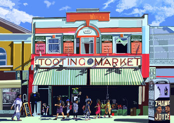 Tooting Market, South London Illustration Art Print, 2 of 3