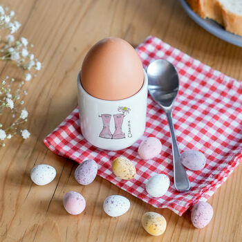 Personalised Welly Boot Ceramic Egg Cup, 2 of 5